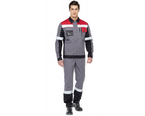 Куртка мужская летняя "Виват" серо-черно-красная