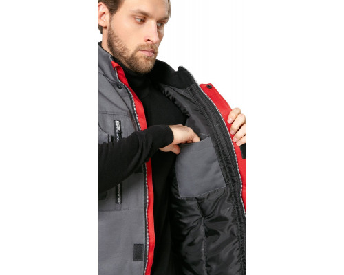 Жилет мужской утеплённый рабочий «Авангард» серый-красный